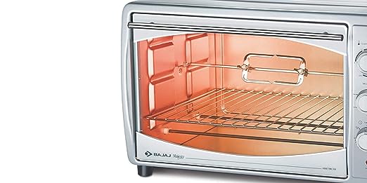 Bajaj Majesty 4500 TMCSS 45 Litre Oven Toaster Grill (45 Litres OTG) with Motorised Rotisserie & Convection Fan, Stainless Steel Body & Transparent Glass Door, 2 Year Warranty, Silver Bajaj Majesty 4500 TMCSS 45 Litre Oven Toaster Grill (45 Litres OTG) with Motorised Rotisserie & Convection Fan, Stainless Steel Body & Transparent Glass Door, 2 Year Warranty, Silver